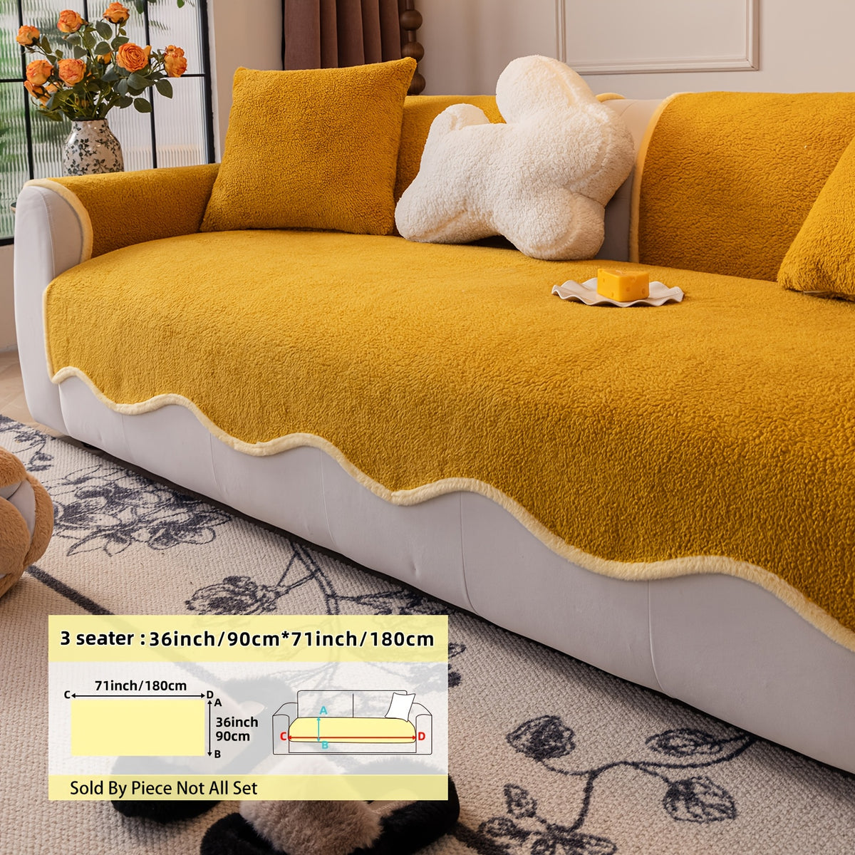 Housse de coussin matelassée antidérapante, détail de la finition