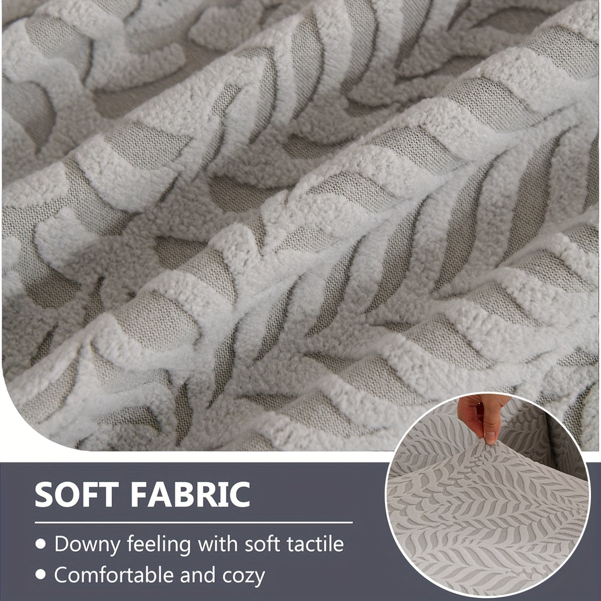Housse de canapé épaisse extensible en polaire jacquard anti-griffes, mise en situation