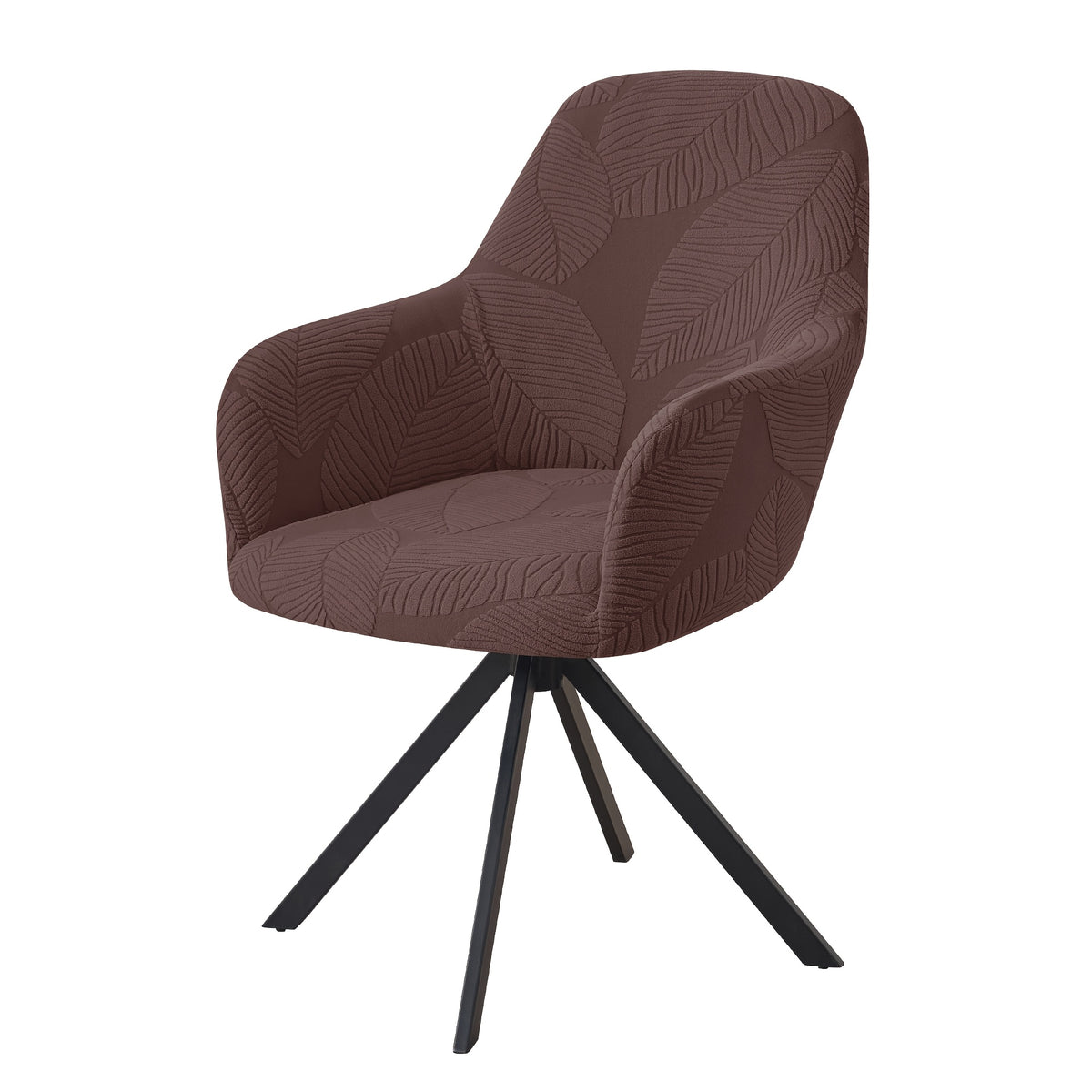 Housse de fauteuil extensible en polaire jacquard à motif feuillage, mise en situation