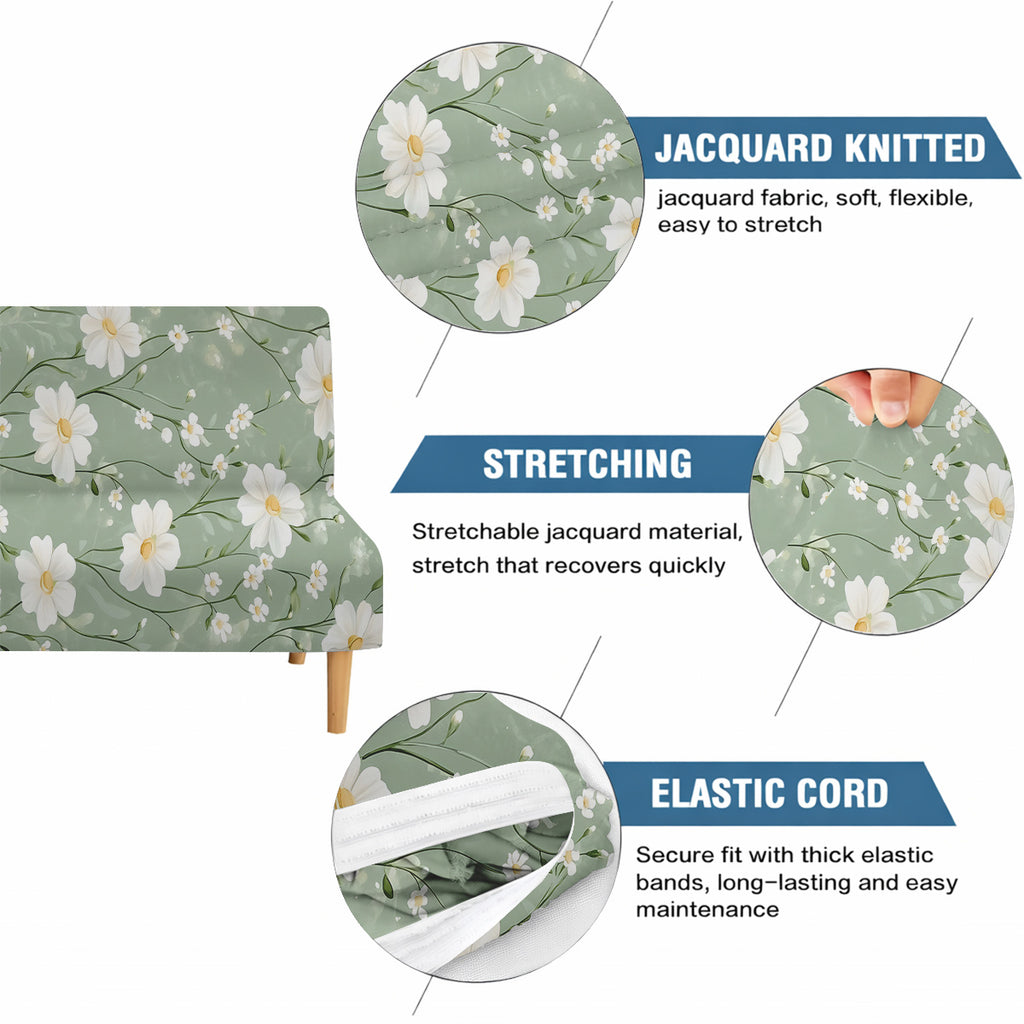 Housse de canapé légère extensible en fibre de lait imprimée à motif fleuri, gros plan sur le tissu