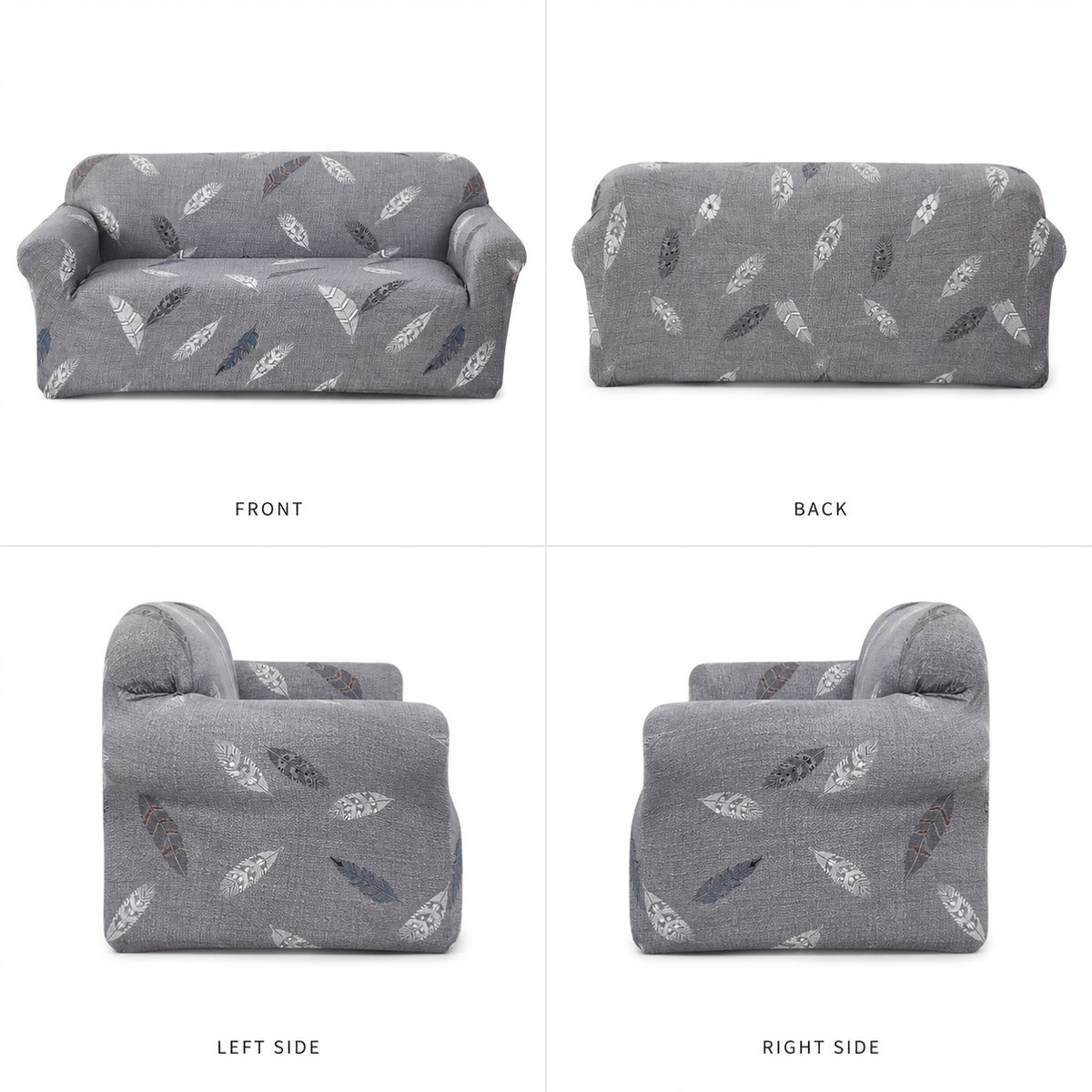Housse de canapé extensible en fibre de lait imprimée anti-griffes, détail de l'ourlet