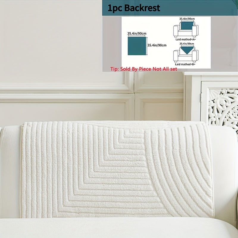 Housse de canapé en velours jacquard antidérapante d'esprit bohème, détail de l'ourlet