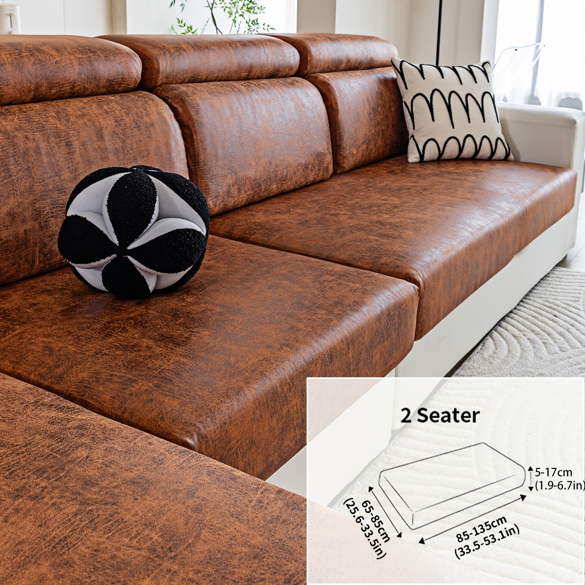 Housse de canapé extensible en polyester d'esprit vintage, mise en situation