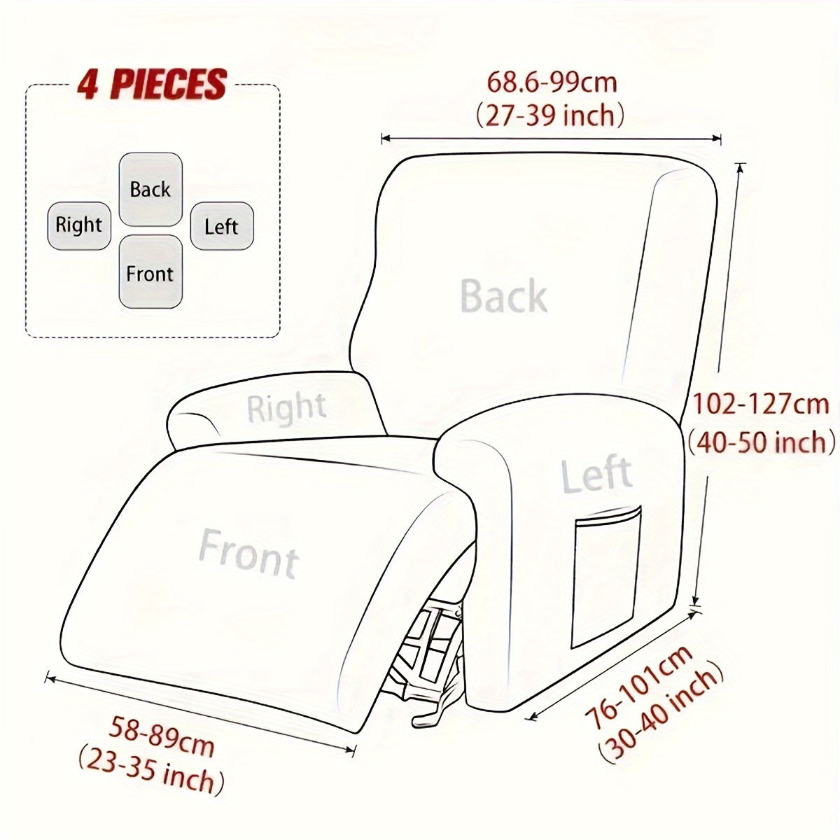 Housse de fauteuil épaisse extensible en polaire jacquard, vue de dos