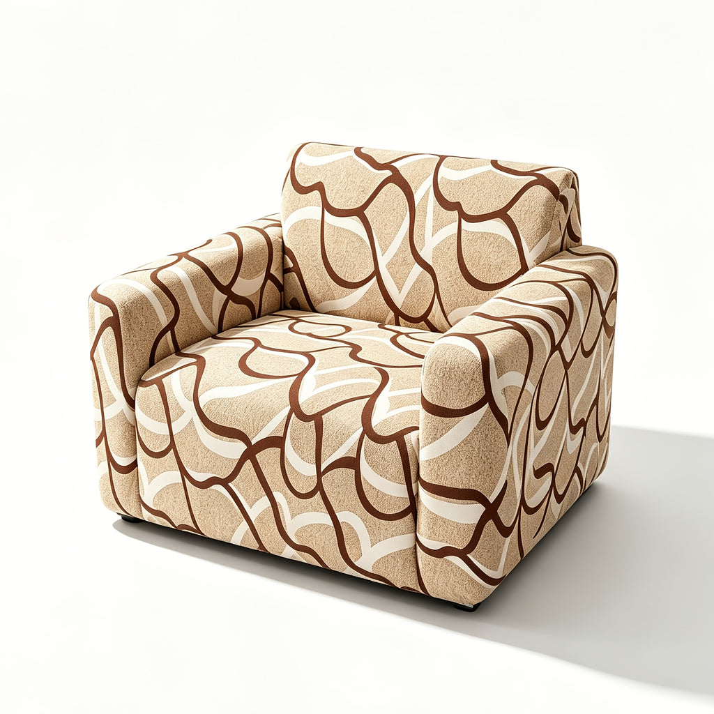 Housse de canapé extensible en fibre de lait imprimée à motif bohème, vue d'ensemble