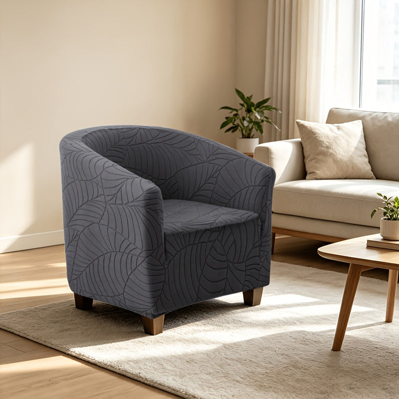 Housse de chaise en polaire jacquard à motif feuillage avec poche de rangement, vue de dos