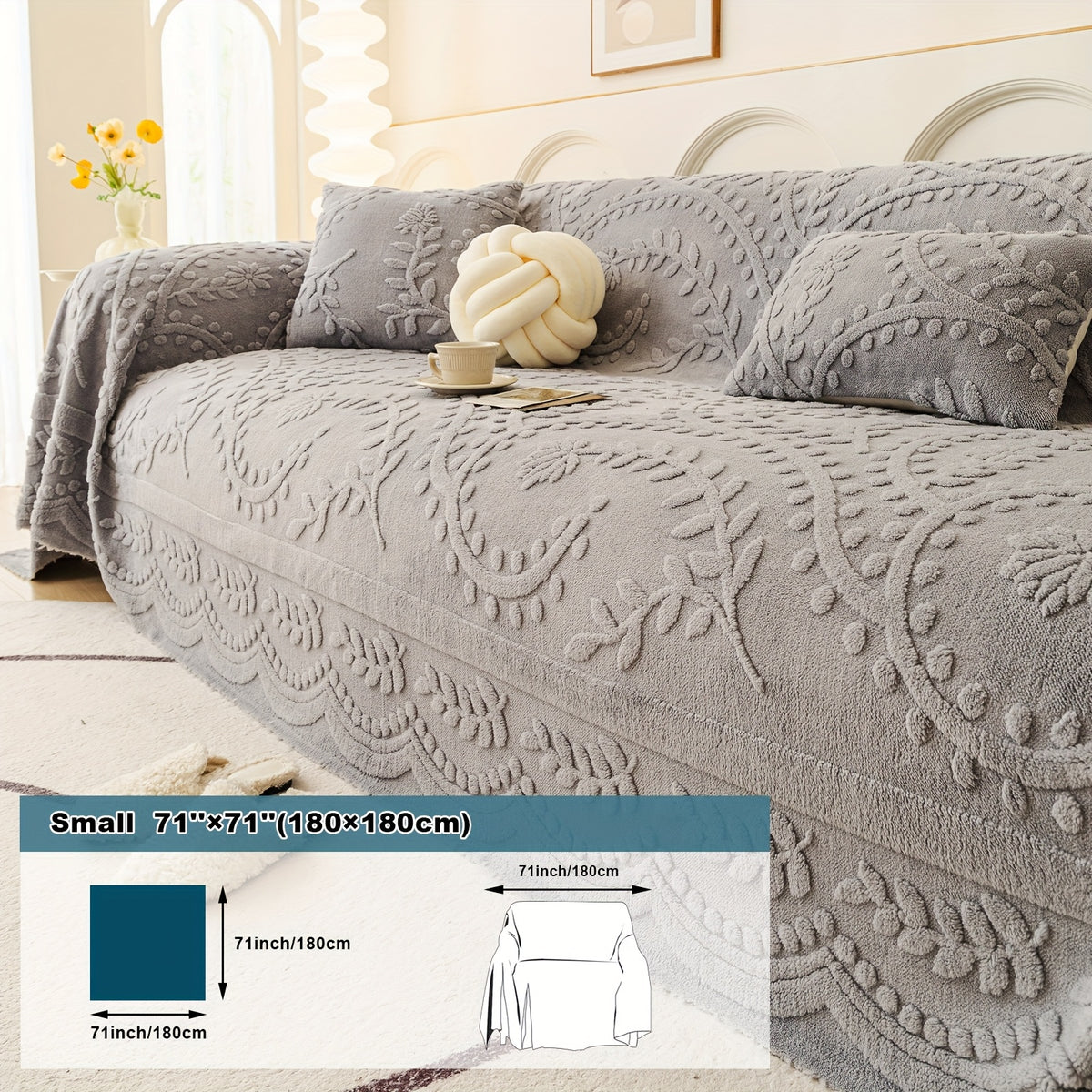 Housse de canapé épaisse en velours jacquard, mise en situation