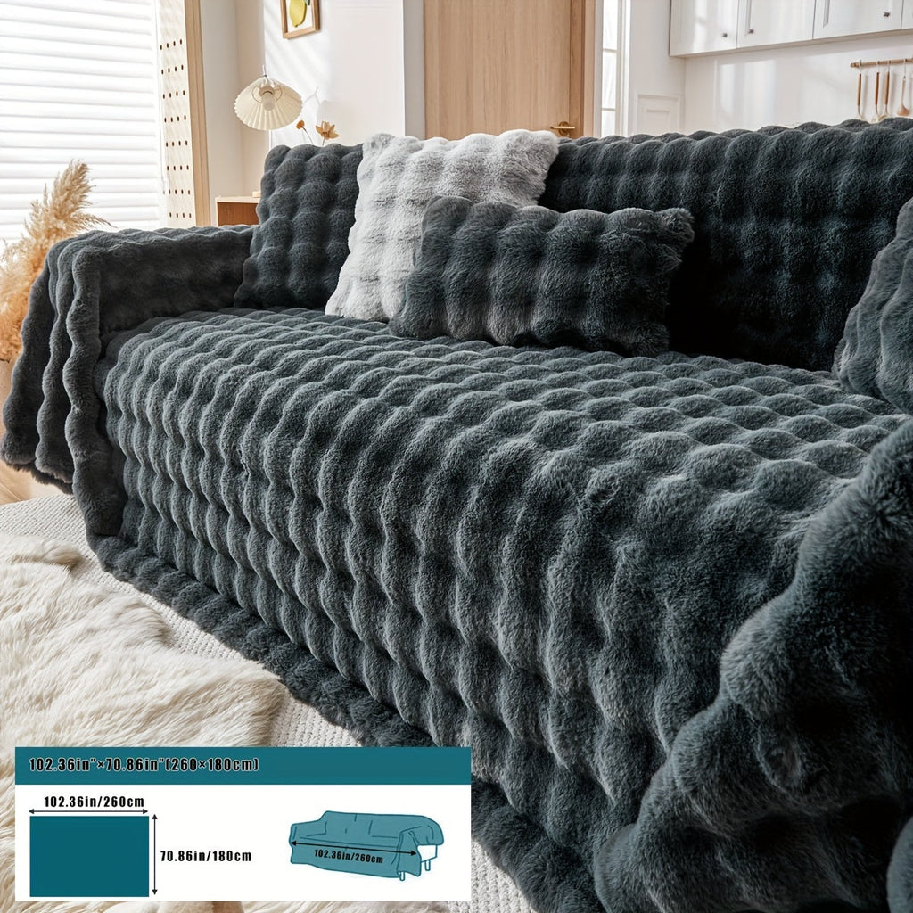 Housse de canapé en peluche, 8 coloris, mise en situation