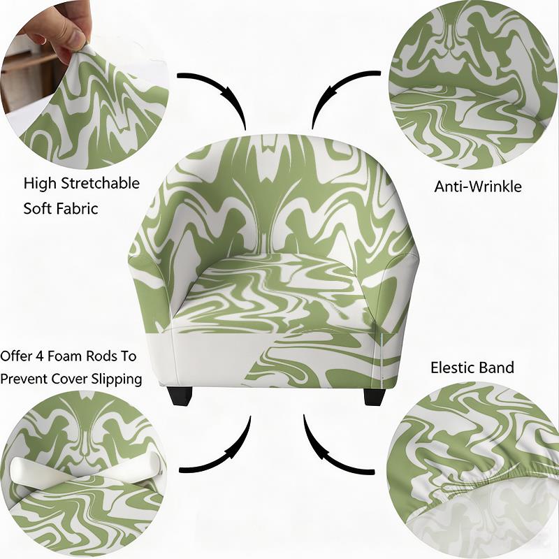 Housse de canapé extensible en fibre de lait matelassée à effet marbre, vue d'ensemble