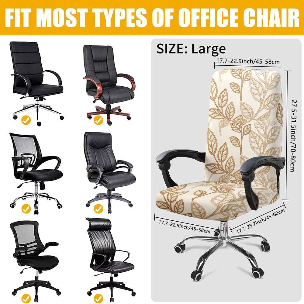 Housse de chaise extensible en fibre de lait à motif feuillage à fermeture, mise en situation