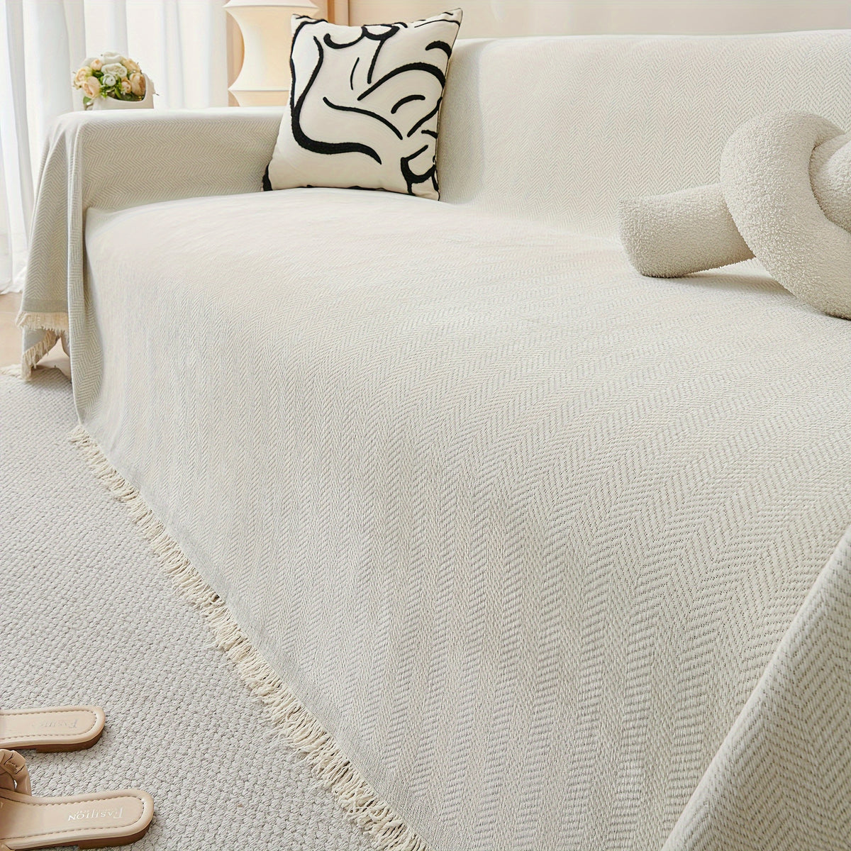 Housse de canapé en chenille délavée, tissu de 500 g/m²