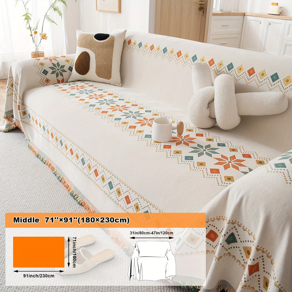 Housse de coussin en chenille jacquard, vue de dos
