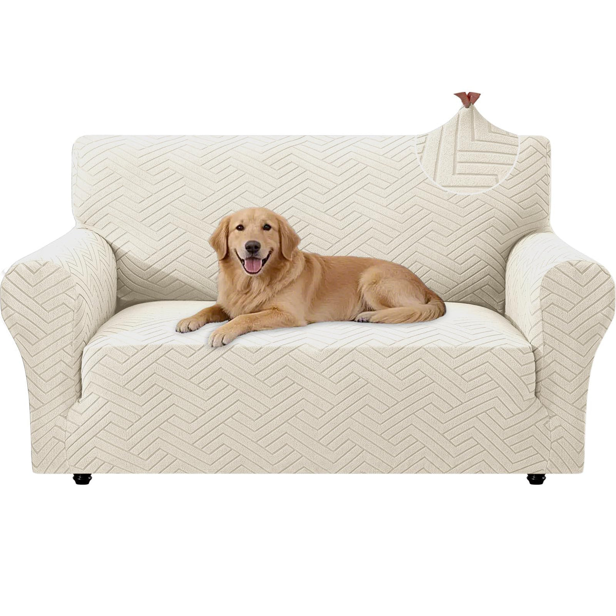 Housse de canapé épaisse extensible en polyester, gros plan sur le tissu