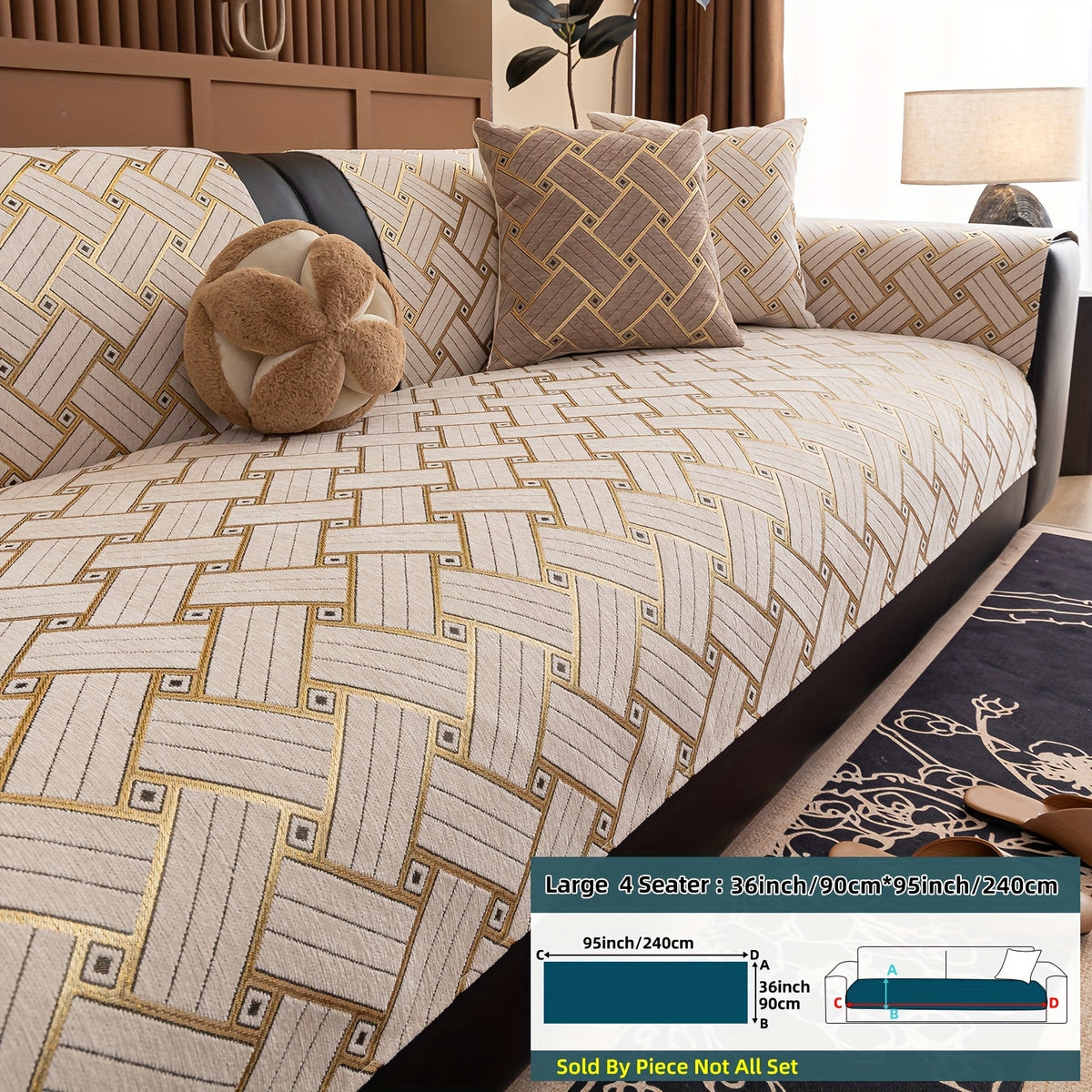 Housse de coussin en chenille antidérapante d'esprit bohème, mise en situation