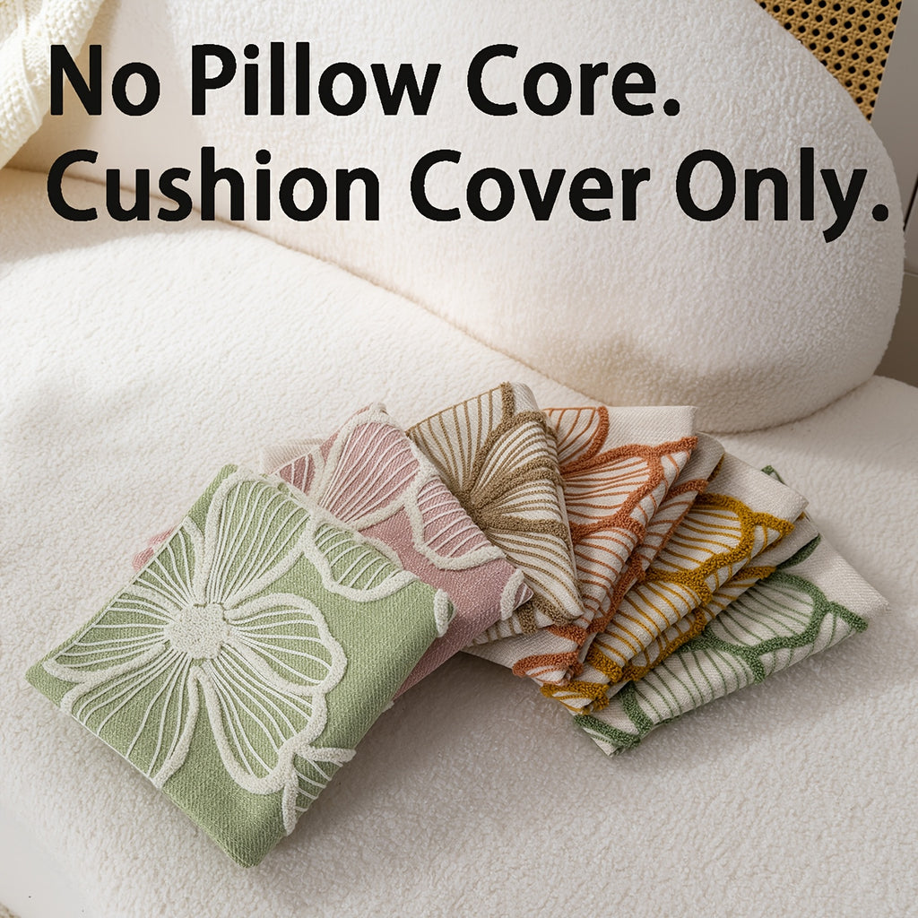 Housse de coussin en polyester à motif fleuri à fermeture éclair, mise en situation