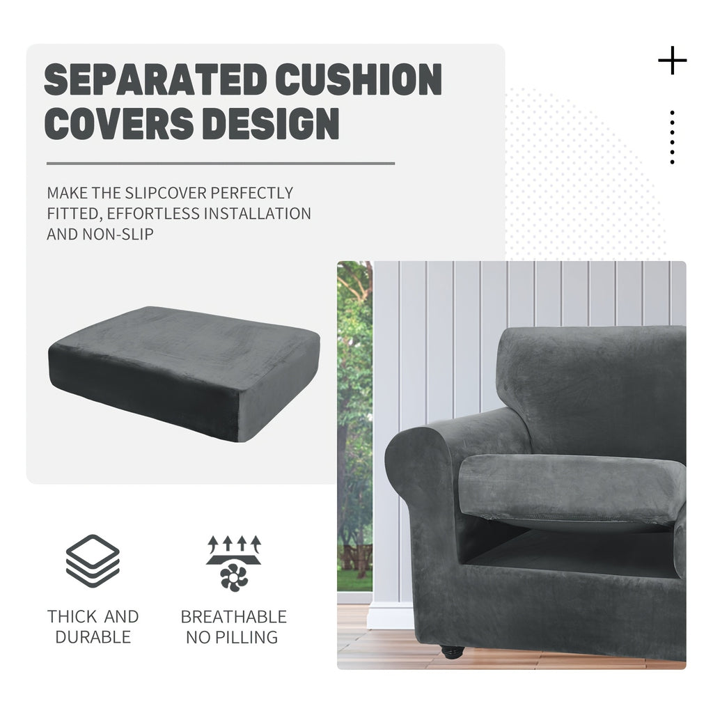 Housse de canapé extensible en velours matelassée antidérapante, visuel produit