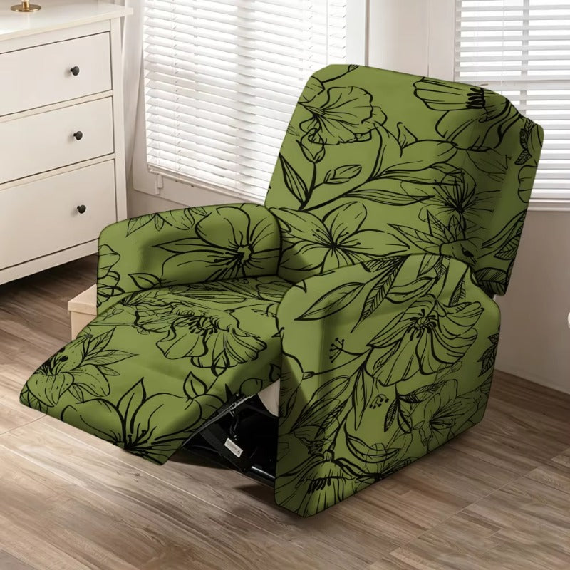 Housse de fauteuil extensible en fibre de lait matelassée à motif fleuri, housse posée