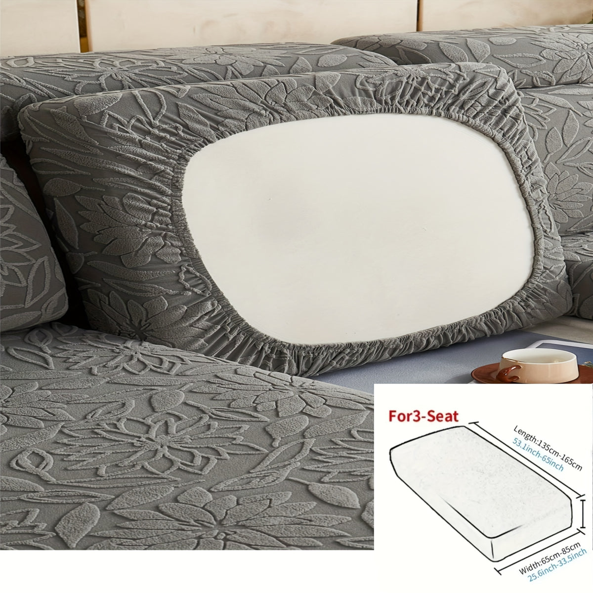 Housse de canapé extensible en polaire jacquard antidérapante, tissu de 180 à 200 g/m²