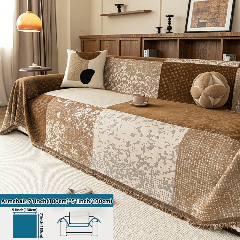 Housse de canapé en jacquard à rayures antidérapante d'esprit bohème — détail de la matière : jacquard Image