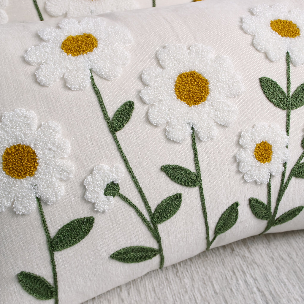 Housse de coussin en chenille à fermeture éclair, détail de l'ourlet
