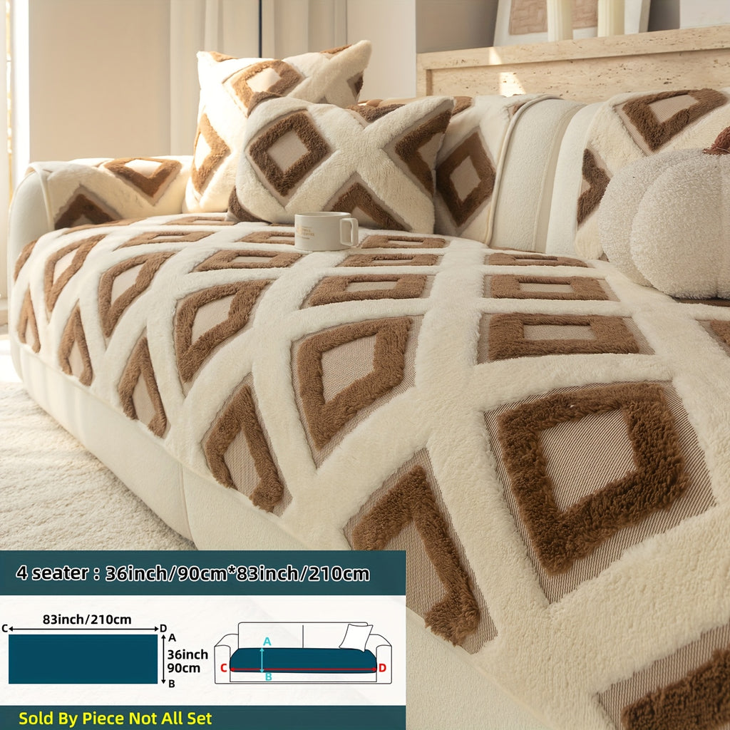 Housse de coussin en velours matelassée antidérapante à housses séparées, mise en situation