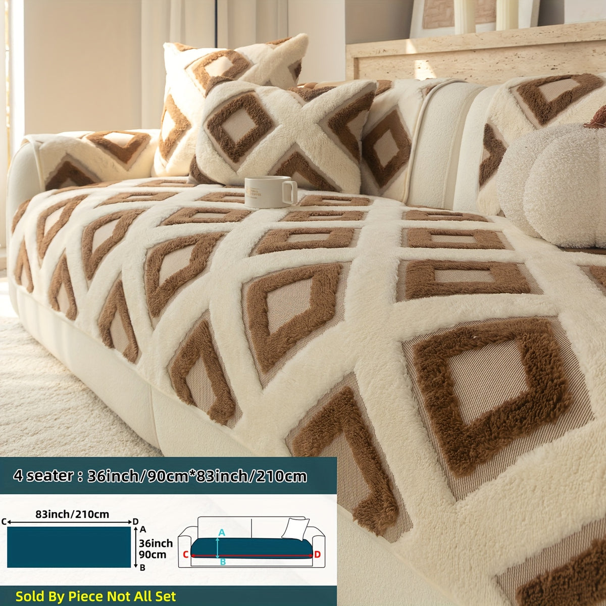Housse de coussin en velours matelassée antidérapante à housses séparées, mise en situation