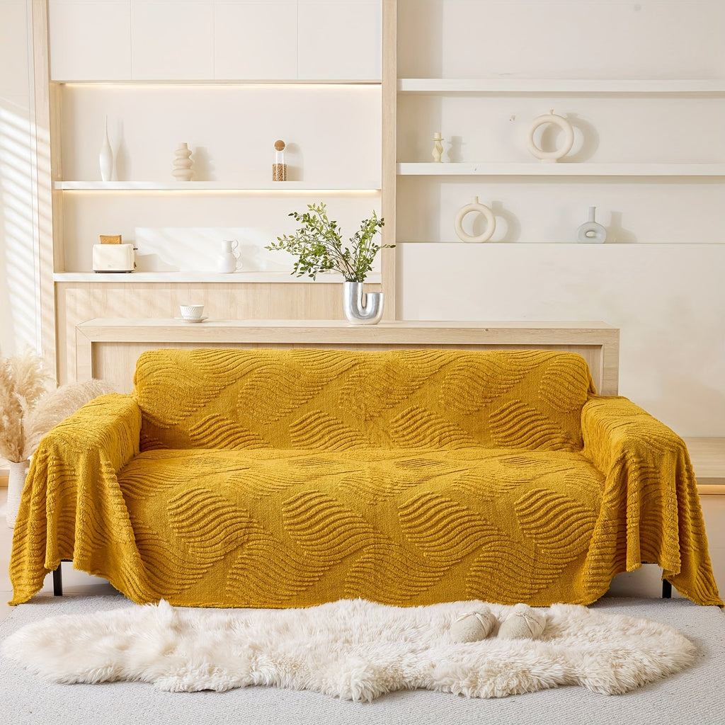 Housse de canapé en velours peluche uni, mise en situation