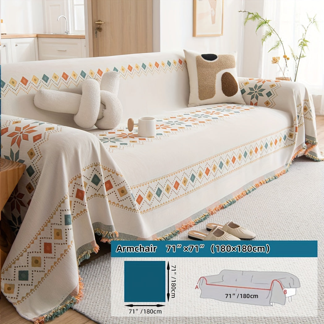 Housse de canapé en chenille, 5 coloris, vue de dos