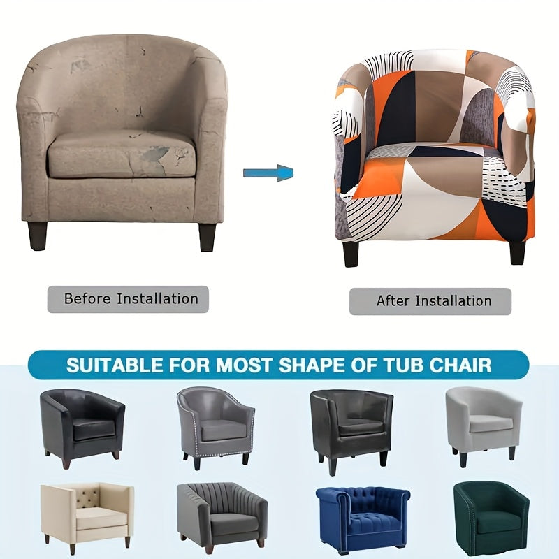 Housse de canapé extensible en fibre de lait à motif géométrique pour fauteuil, vue de dos