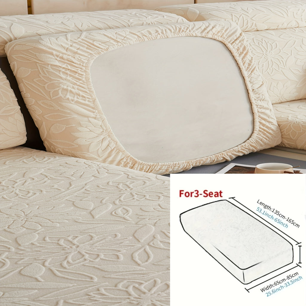 Housse de canapé extensible en polaire jacquard antidérapante, gros plan sur le tissu
