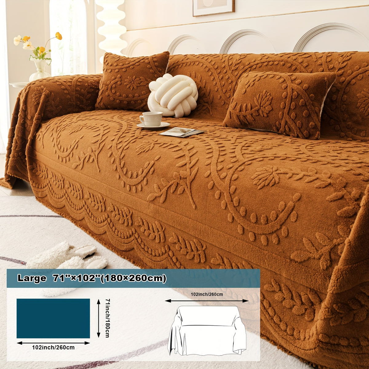 Housse de canapé épaisse en velours jacquard, vue d'ensemble