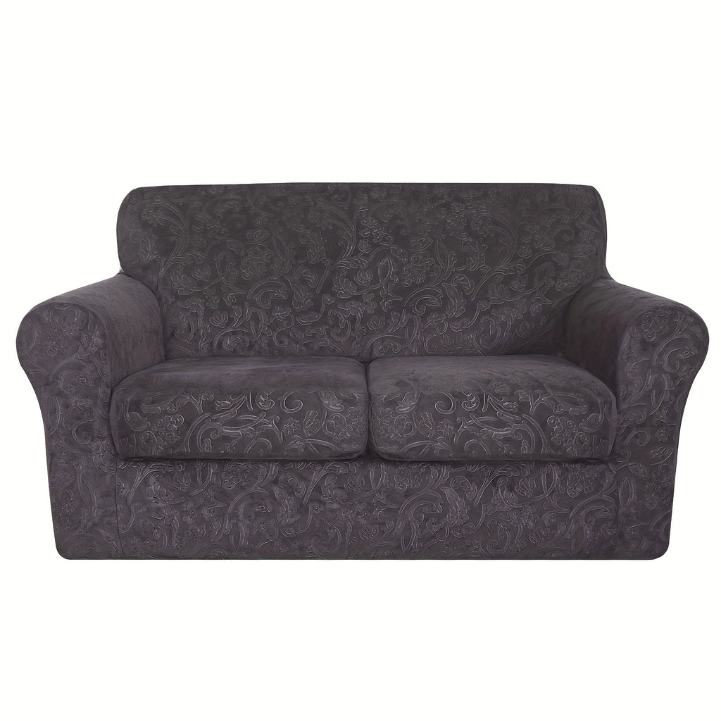 Housse de canapé extensible en polaire jacquard antidérapante à housses, détail de l'ourlet