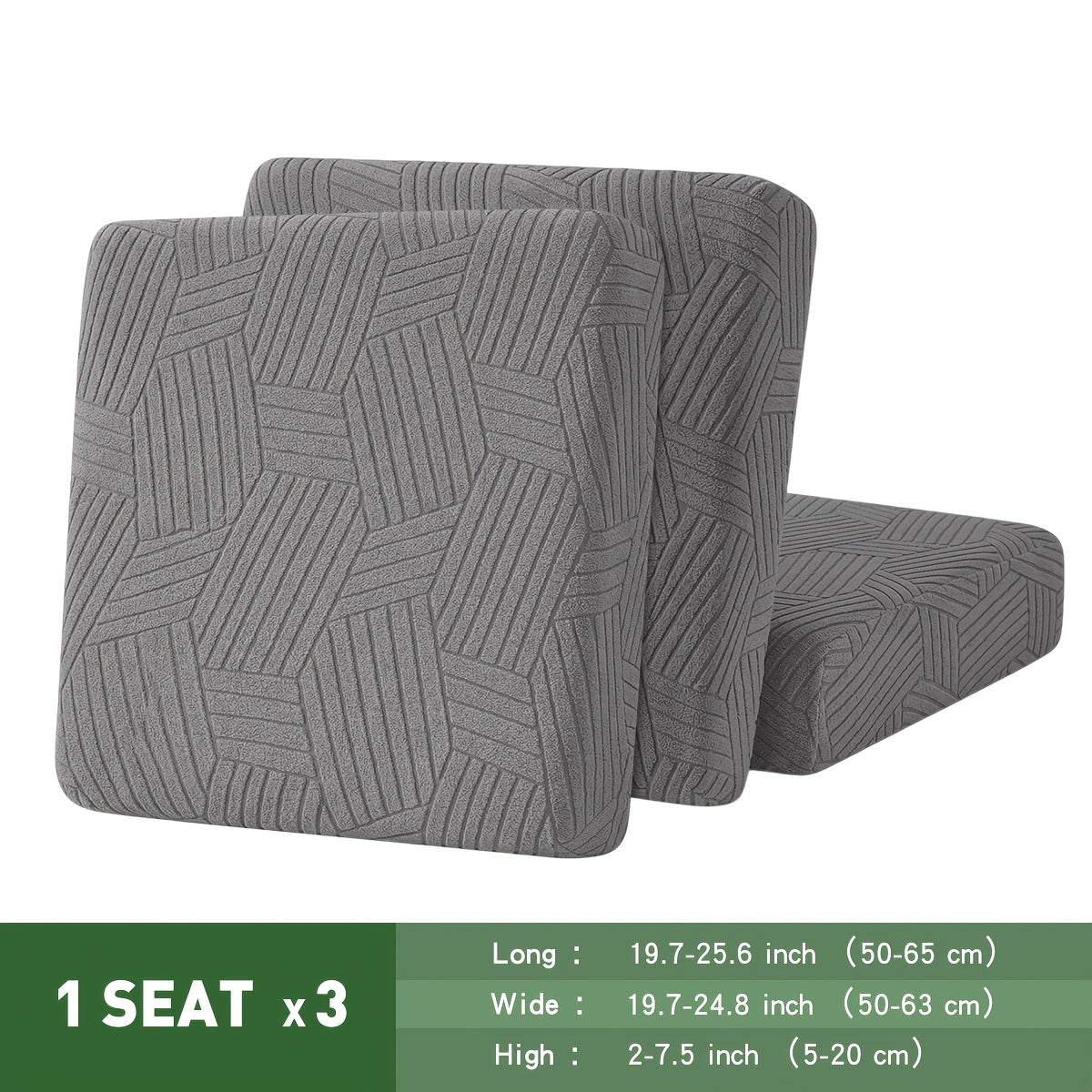 Housse de canapé extensible en polaire jacquard à motif géométrique, vue d'ensemble