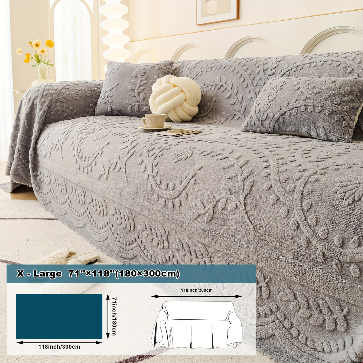 Housse de canapé épaisse en velours jacquard, vue de dos