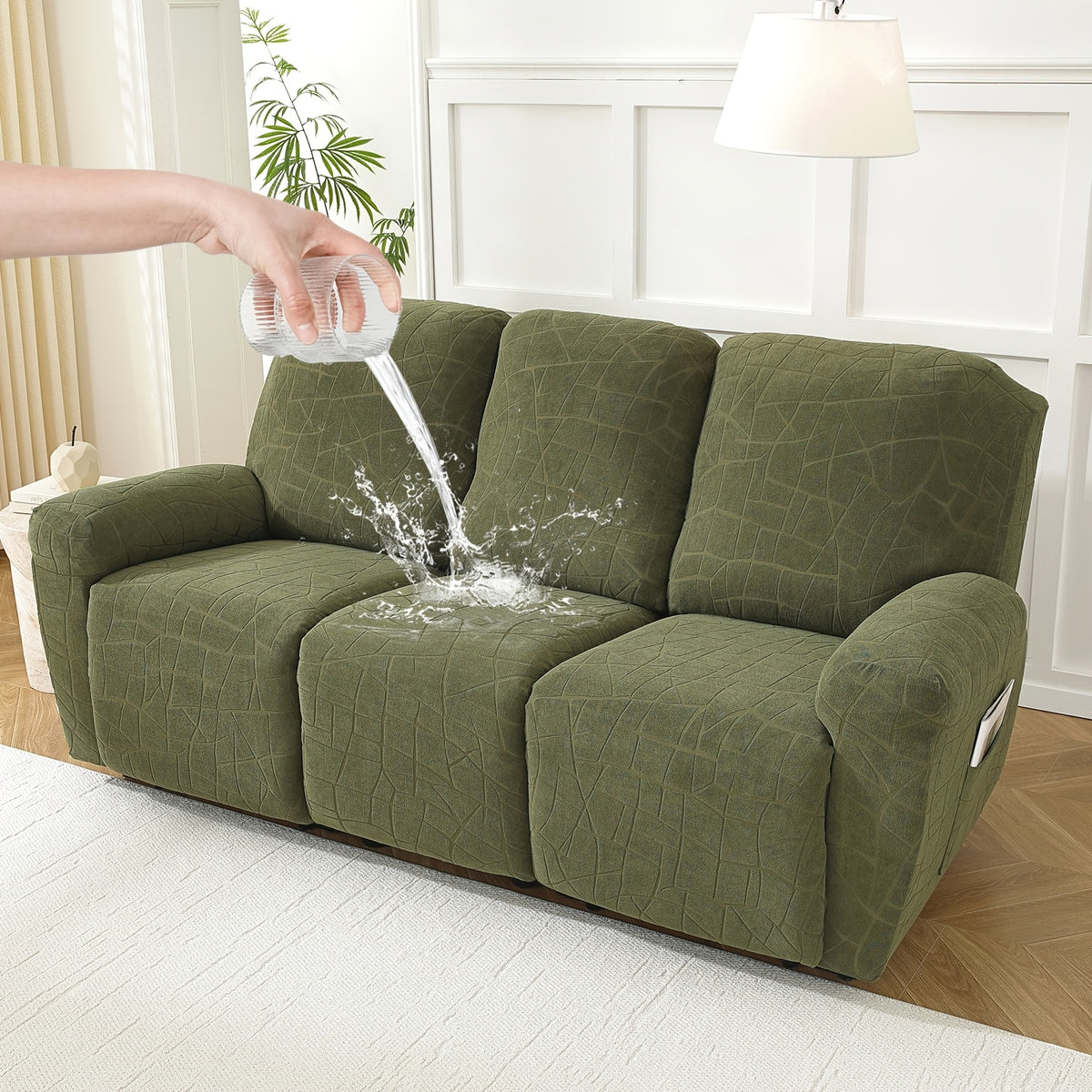 Housse de canapé extensible en polaire jacquard antidérapante à housses, vue de dos