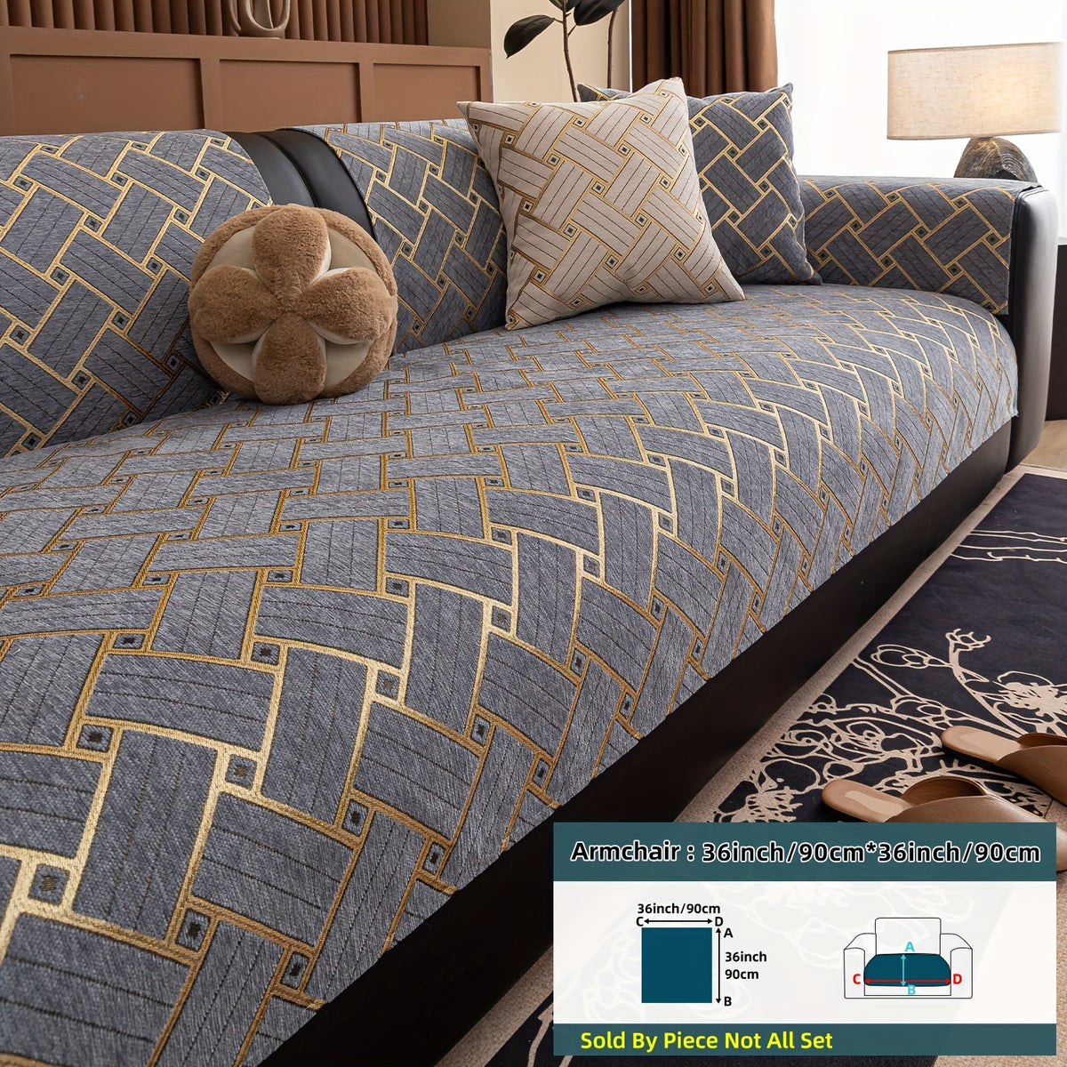 Housse de coussin en chenille antidérapante d'esprit bohème, détail de la finition