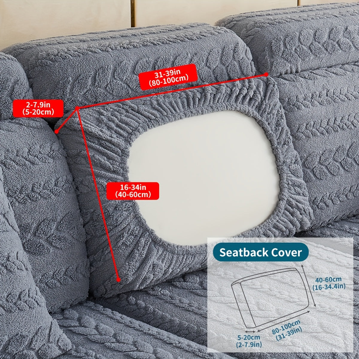 Housse de canapé épaisse extensible en velours jacquard antidérapante, détail de la finition