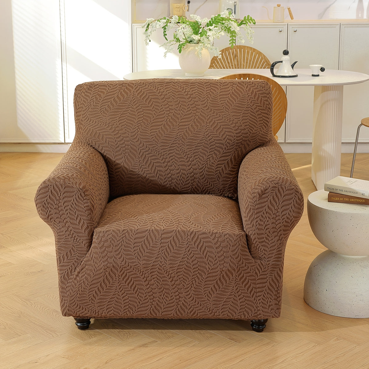 Housse de canapé extensible en polaire jacquard, vue de dos