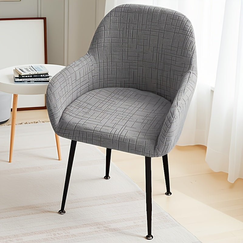 Housse de chaise extensible en polaire jacquard, détail de la finition