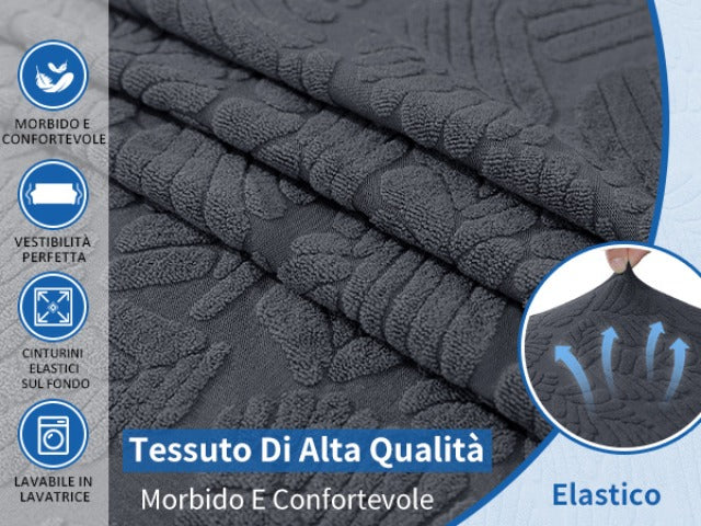 Housse de canapé extensible en jacquard à rayures, gros plan sur le tissu