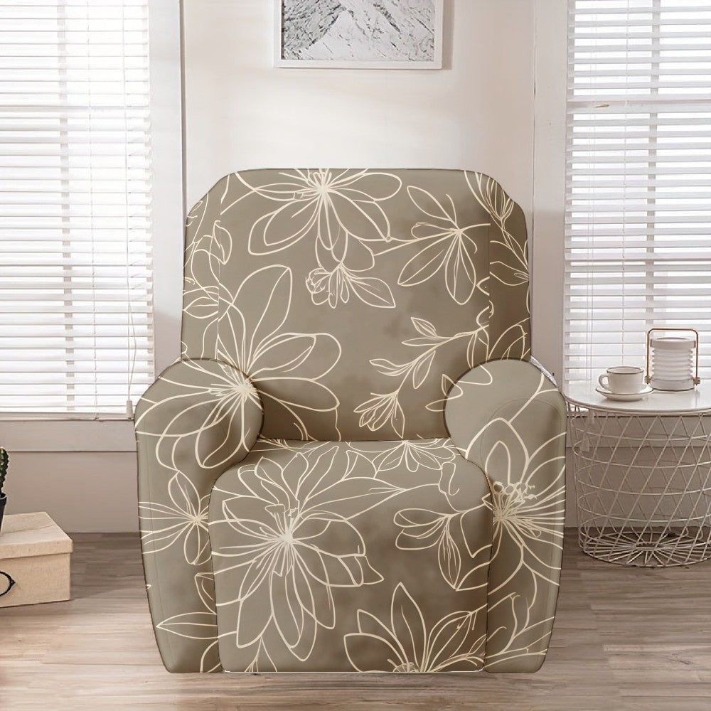Housse de fauteuil extensible en fibre de lait matelassée à motif fleuri