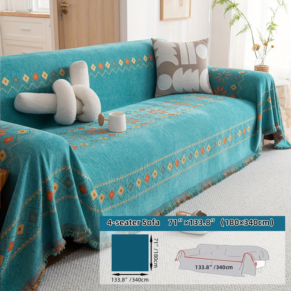 Housse de canapé en chenille, 5 coloris, vue d'ensemble