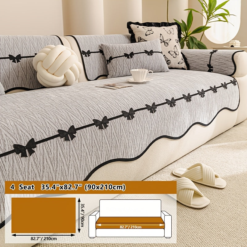 Housse de coussin en chenille en fils teints à motif vagues, gros plan sur le tissu
