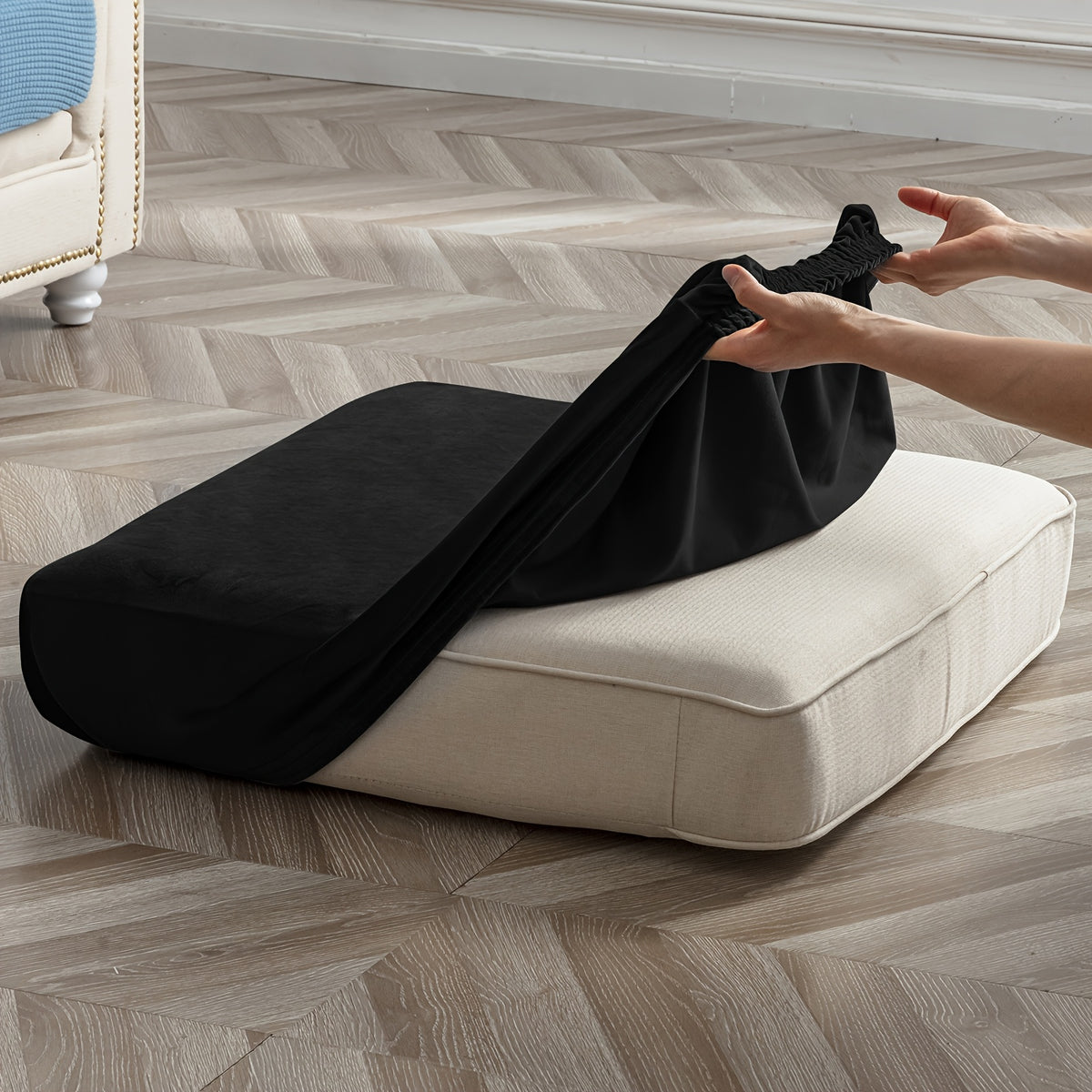 Housse de canapé épaisse extensible en velours à housses séparées, tissu de 200 à 250 g/m² Image