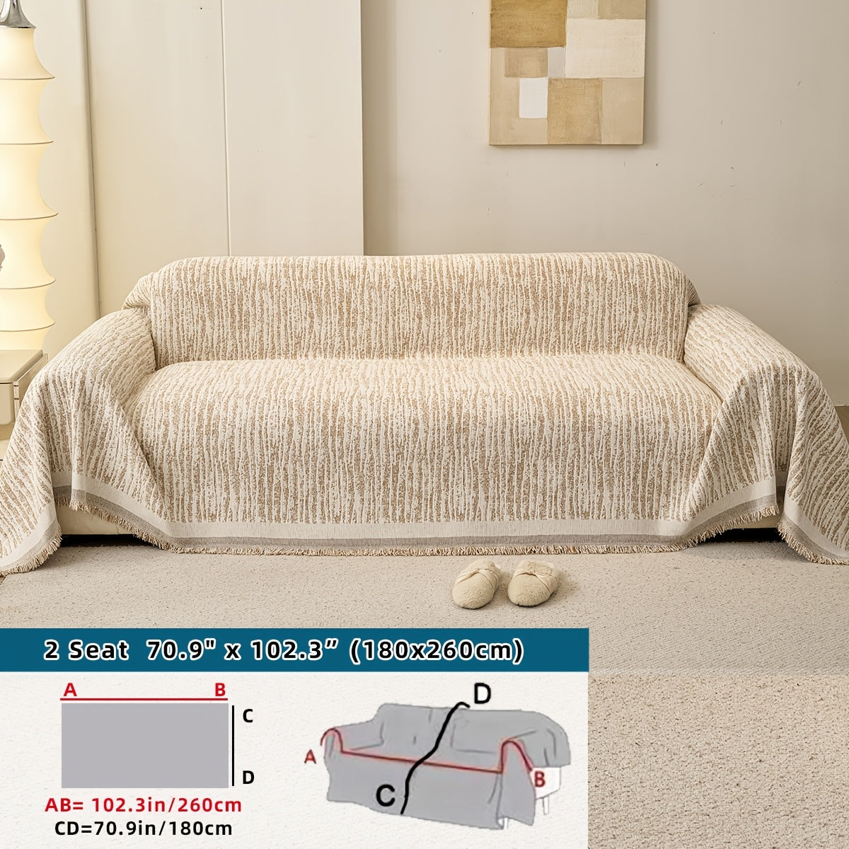 Housse de canapé épaisse en chenille jacquard à volants, autre coloris