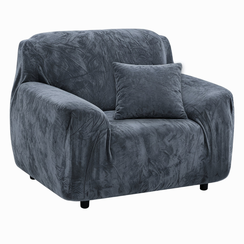 Housse de canapé épaisse extensible en peluche, détail de l'ourlet
