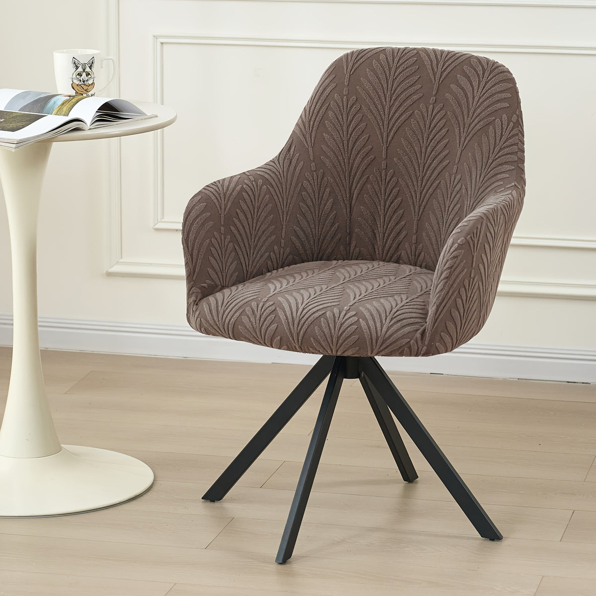 Housse de chaise extensible en polaire jacquard, vue de dos