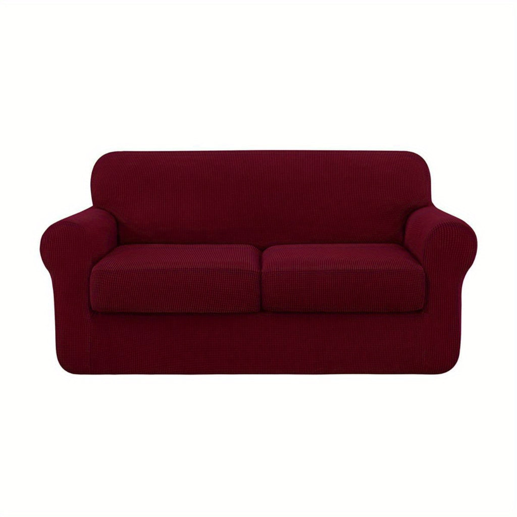 Housse de canapé épaisse extensible en polaire jacquard à housses séparées, housse posée