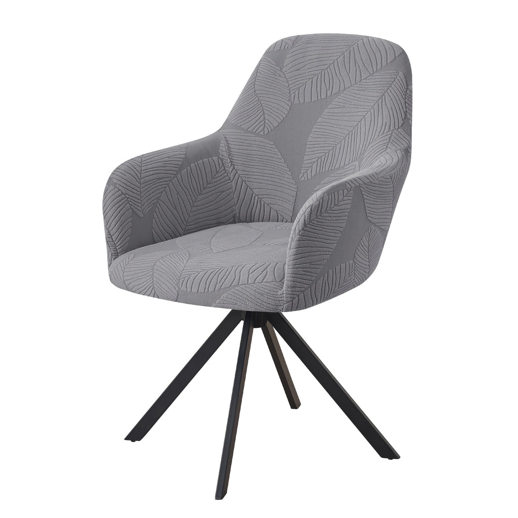 Housse de fauteuil extensible en polaire jacquard à motif feuillage, vue de dos