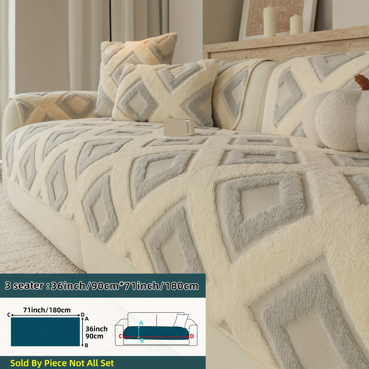 Housse de coussin en velours matelassée antidérapante à housses séparées, vue d'ensemble